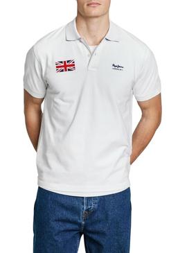 Camisa Polo Pepe Jeans Union branca para homem.