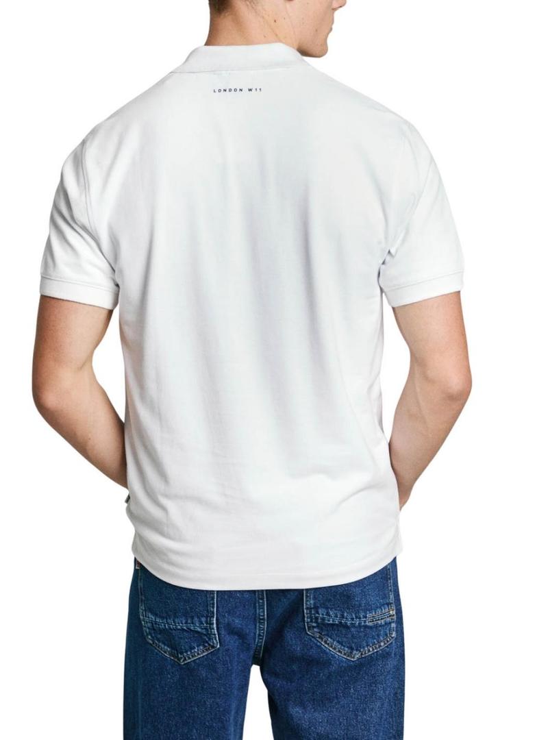 Camisa Polo Pepe Jeans Union branca para homem.