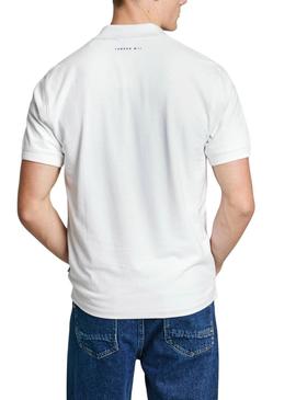 Camisa Polo Pepe Jeans Union branca para homem.
