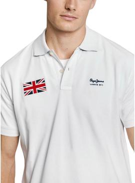 Camisa Polo Pepe Jeans Union branca para homem.