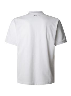 Camisa Polo Pepe Jeans Union branca para homem.