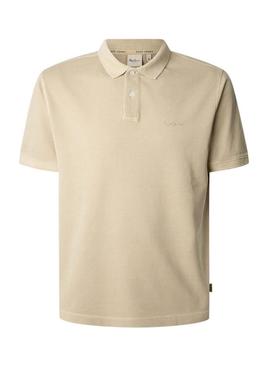 Polo Pepe Jeans New Oliver bege para homens