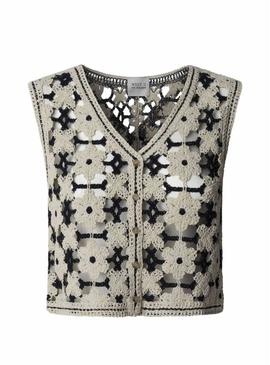Colete Pepe Jeans Olivia crochê para mulher
