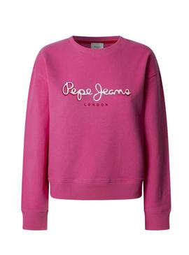 Moletom Pepe Jeans Maddy rosa fúcsia para mulher.