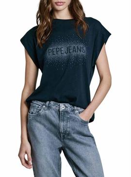 Camiseta Pepe Jeans Listra azul marinho para mulher.