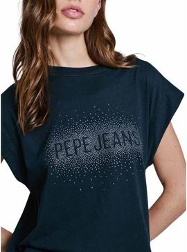 Camiseta Pepe Jeans Listra azul marinho para mulher.