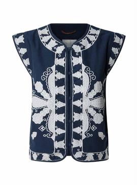 Colete étnico Pepe Jeans Heaven azul marinho para mulher.