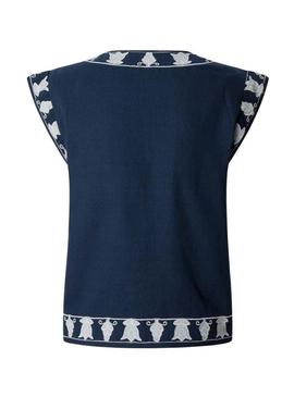 Colete étnico Pepe Jeans Heaven azul marinho para mulher.