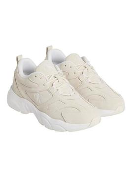 Sapatilhas Calvin Klein Low bege para mulher.