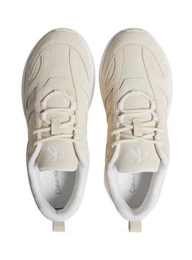 Sapatilhas Calvin Klein Low bege para mulher.