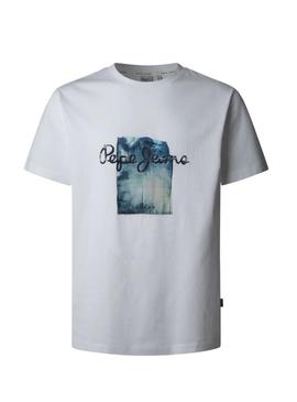 Camiseta Pepe Jeans Prush branca para homem.