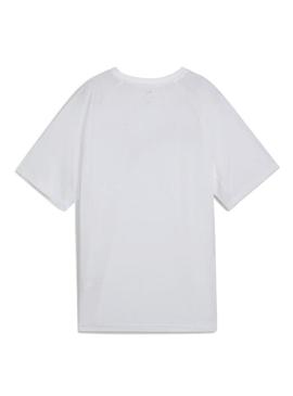 Camiseta Puma Evostripe branca para mulher.