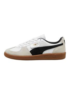 Ténis Puma Palermo branco e preto para mulher e homem.