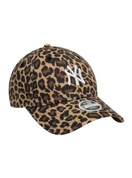 Touca New Era Leopard marrom para mulher