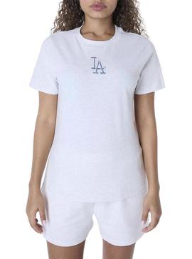 Camiseta New Era Athletics cinza para mulher