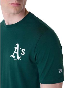 Camiseta New Era Athletics verde para homem.