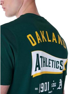 Camiseta New Era Athletics verde para homem.