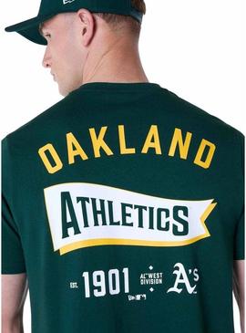 Camiseta New Era Athletics verde para homem.