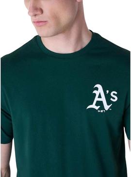 Camiseta New Era Athletics verde para homem.