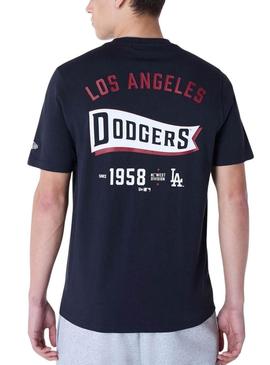 Camiseta New Era Dodgers azul marinho para homem.