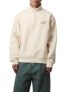 Moletom Carhartt Half Zip bege para homens.