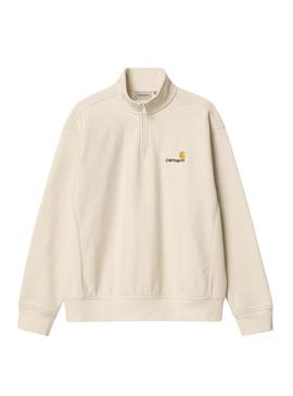 Moletom Carhartt Half Zip bege para homens.