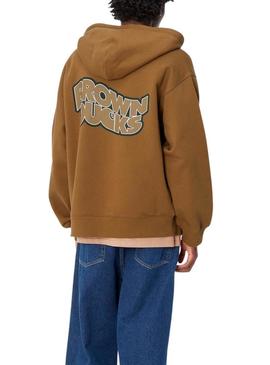Moletom Carhartt Ducks camel com zíper para homem.
