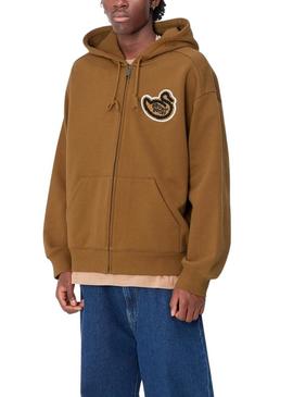 Moletom Carhartt Ducks camel com zíper para homem.