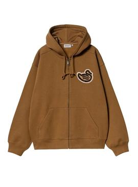 Moletom Carhartt Ducks camel com zíper para homem.