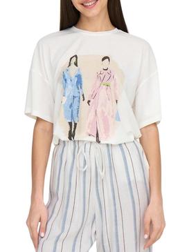 Camiseta Only Melina bege para mulher.