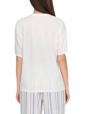Camiseta Only Melina bege para mulher.