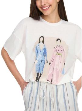 Camiseta Only Melina bege para mulher.