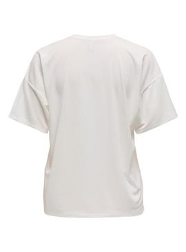 Camiseta Only Melina bege para mulher.