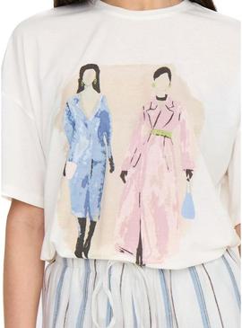 Camiseta Only Melina bege para mulher.