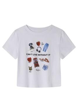 Camiseta Pepe Jeans Cyndi branca para menina