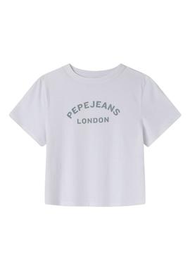 Camiseta Pepe Jeans Zoe branca para menina.