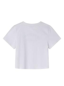 Camiseta Pepe Jeans Zoe branca para menina.