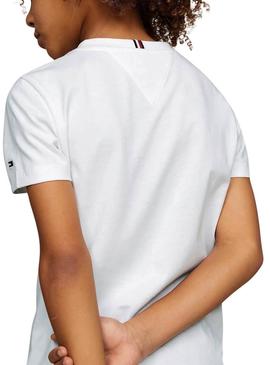 Camiseta Tommy Hilfiger Pocket branca para criança.