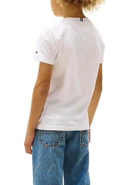 Camiseta Tommy Hilfiger Pocket branca para criança.