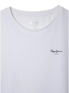 Camiseta Pepe Jeans Bloomy branca para menina.