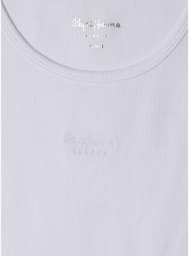 Camiseta Pepe Jeans Jane regata branca para menina