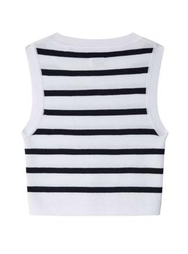 Top Pepe Jeans Iris azul e branco para menina.
