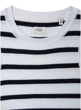 Top Pepe Jeans Iris azul e branco para menina.