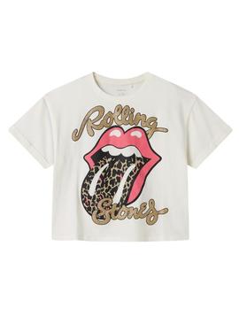 Camiseta Name It Farda Rolling branca para menina.
