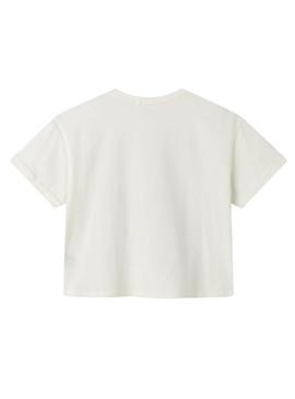 Camiseta Name It Farda Rolling branca para menina.