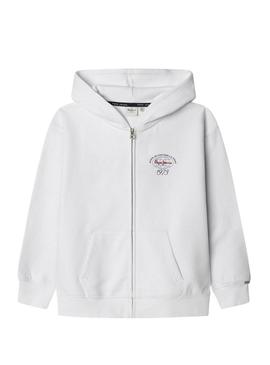 Moletom Pepe Jeans Jackson branco para menino.