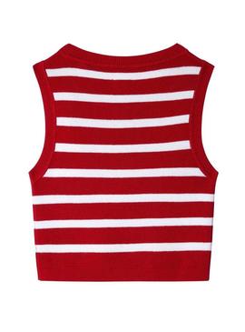 Top Pepe Jeans Iris vermelho e branco para menina