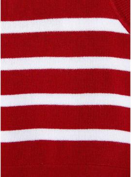 Top Pepe Jeans Iris vermelho e branco para menina
