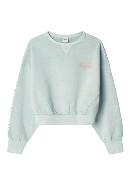 Moletom Pepe Jeans Mila turquesa para menina.