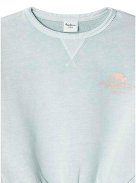 Moletom Pepe Jeans Mila turquesa para menina.